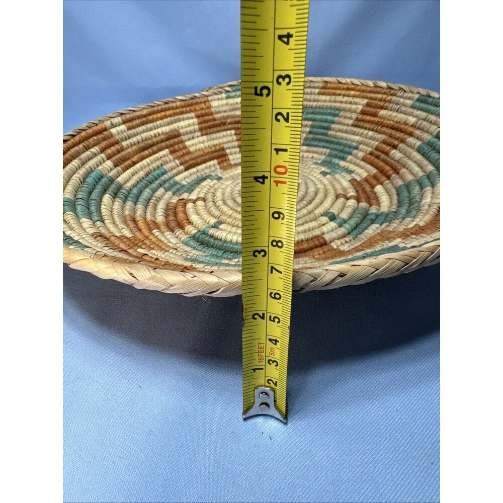 Coil Basket -Hand Woven Grass 15 inch- 3 Tone Wall Hanging or Table Decor